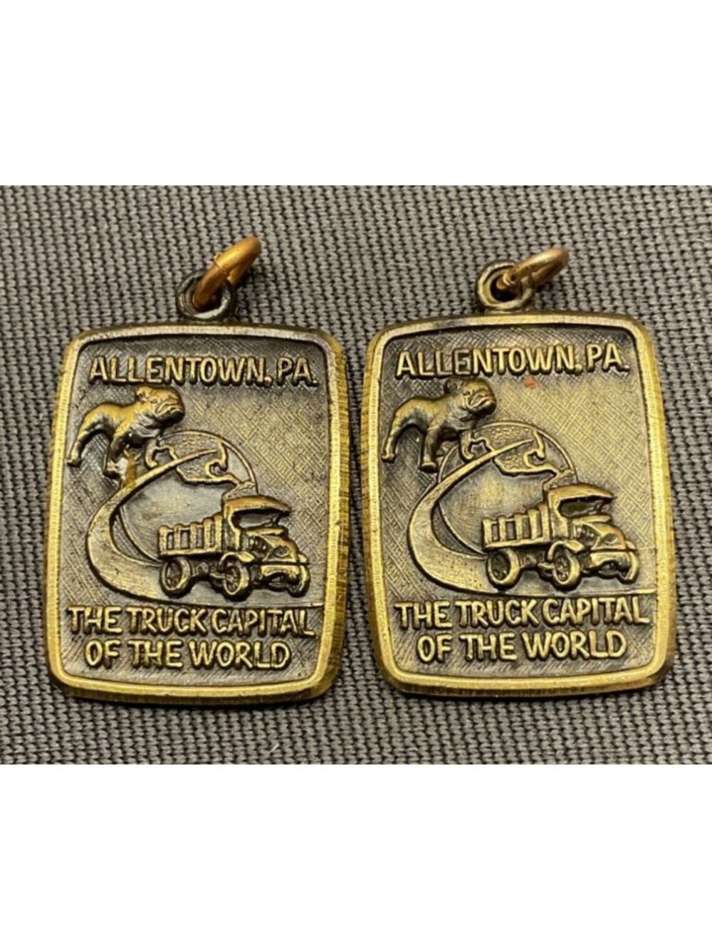 Vintage Mack Truck Allentown PA Truck Capital Pendants Charms Lot 2 Bulldog Dump